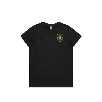 Rolling Deep Shield Maple Tee (Gold Print) - Womens
