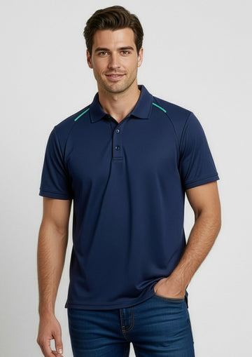Mens Academy Short Sleeve Polo ||SRC=https://cdn.fashionbizapps.nz/honeybee/images/P012MS_Talent_Navy_Teal_01.jpg