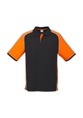 Mens Nitro Short Sleeve Polo - Black/Orange/White ||SRC=https://cdn.fashionbizapps.nz/honeybee/images/P10112_bProduct_Black_Orange_White_01_PK6cGbE.jpg