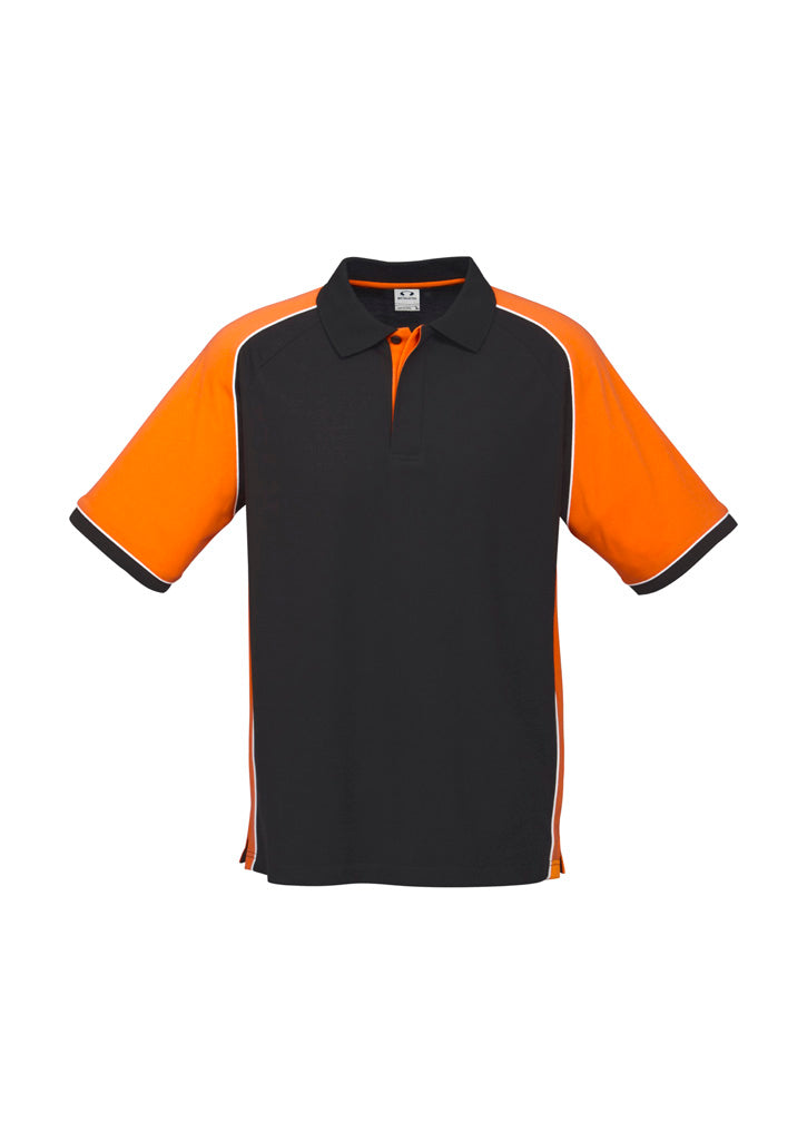 Mens Nitro Short Sleeve Polo - Black/Orange/White ||SRC=https://cdn.fashionbizapps.nz/honeybee/images/P10112_bProduct_Black_Orange_White_01_PK6cGbE.jpg