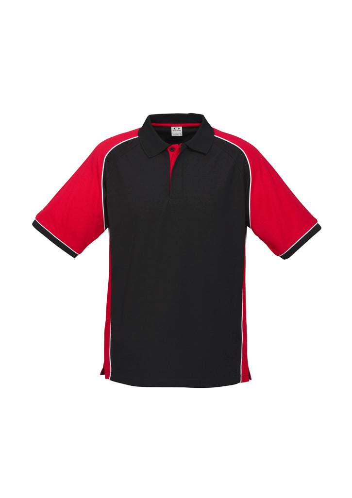 Mens Nitro Short Sleeve Polo - Black/Red/White ||SRC=https://cdn.fashionbizapps.nz/honeybee/images/P10112_bProduct_Black_Red_White_01_SXjbajT.jpg
