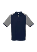 Mens Nitro Short Sleeve Polo - Navy/Grey/White ||SRC=https://cdn.fashionbizapps.nz/honeybee/images/P10112_bProduct_Navy_Grey_White_01_DxM2XEv.jpg