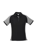 Womens Nitro Short Sleeve Polo - Black/Grey/White ||SRC=https://cdn.fashionbizapps.nz/honeybee/images/P10122_bProduct_Black_Grey_White_01_iTgzc6o.jpg