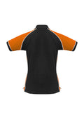 Womens Nitro Short Sleeve Polo - Black/Orange/White ||SRC=https://cdn.fashionbizapps.nz/honeybee/images/P10122_bProduct_Black_Orange_White_02_i6mUSJC.jpg