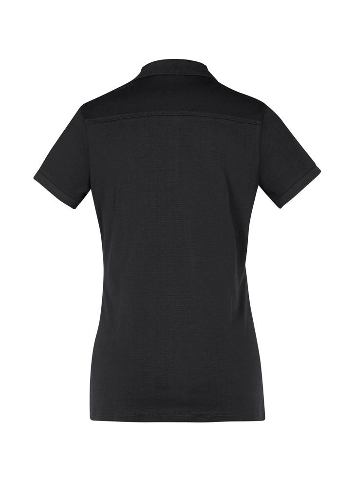 Womens Aston Short Sleeve Polo - Black/Silver Grey ||SRC=https://cdn.fashionbizapps.nz/honeybee/images/P106LS_bProduct_Black_SilverGrey_02_2UAmilj.jpg