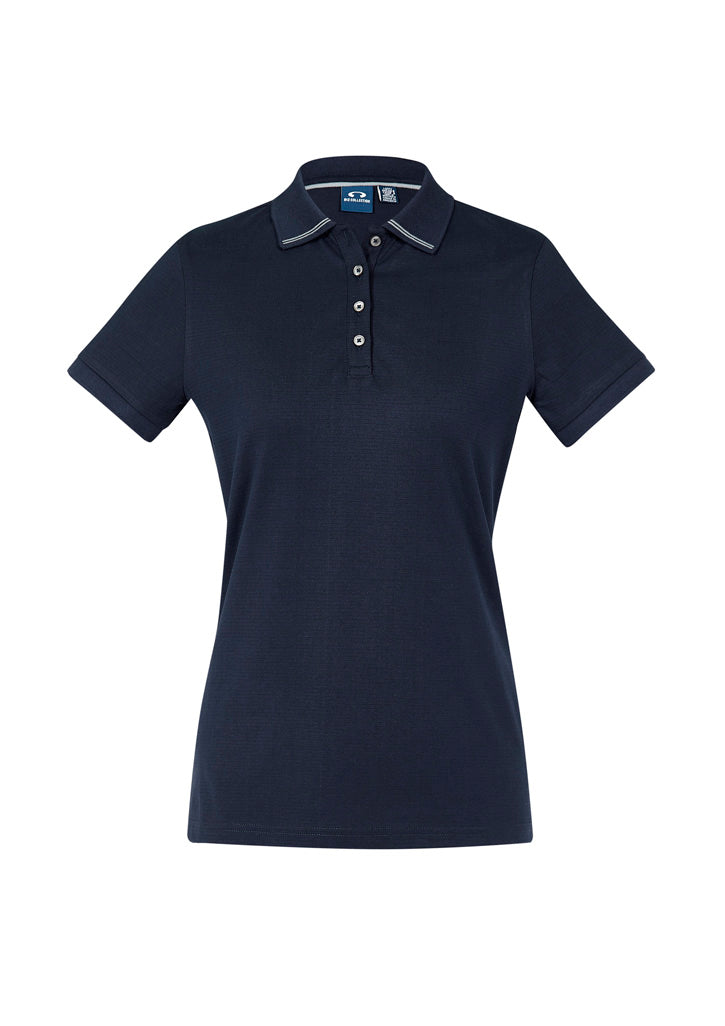 Womens Aston Short Sleeve Polo - Navy/Silver Grey ||SRC=https://cdn.fashionbizapps.nz/honeybee/images/P106LS_bProduct_Navy_SilverGrey_01_RNKPJMx.jpg