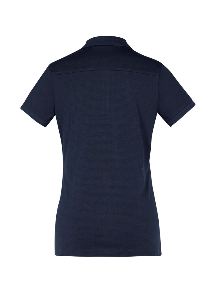 Womens Aston Short Sleeve Polo - Navy/Silver Grey ||SRC=https://cdn.fashionbizapps.nz/honeybee/images/P106LS_bProduct_Navy_SilverGrey_02_D0YVx1R.jpg