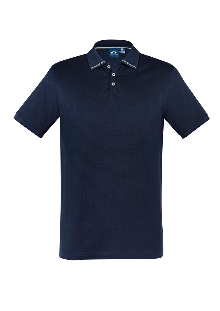 Mens Aston Short Sleeve Polo - Navy/Silver Grey ||SRC=https://cdn.fashionbizapps.nz/honeybee/images/P106MS_bProduct_Navy_SilverGrey_01_MC7KEhI.jpg