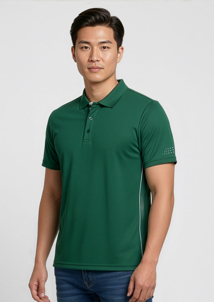 Mens Balance Short Sleeve Polo ||SRC=https://cdn.fashionbizapps.nz/honeybee/images/P200MS_Talent_Forest_White_01.jpg
