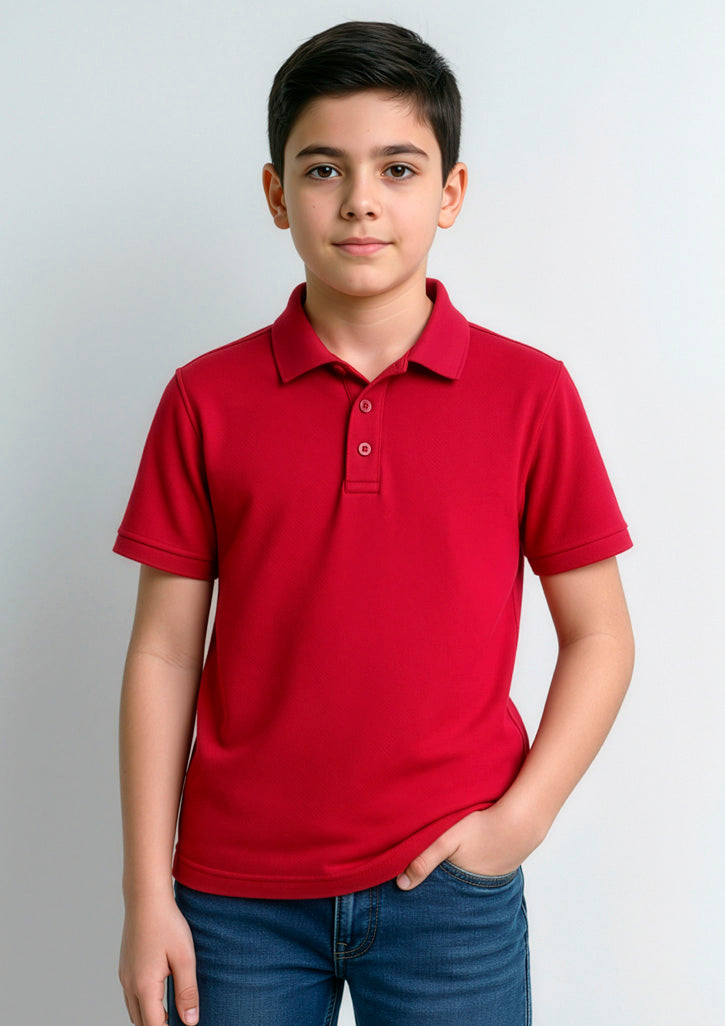 Kids Action Short Sleeve Polo ||SRC=https://cdn.fashionbizapps.nz/honeybee/images/P206KS_Talent_Red_03.jpg