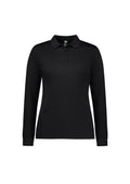 Womens Action Long Sleeve Polo - Black ||SRC=https://cdn.fashionbizapps.nz/honeybee/images/P206LL_bProduct_Black_01_qZSCM8i.jpg
