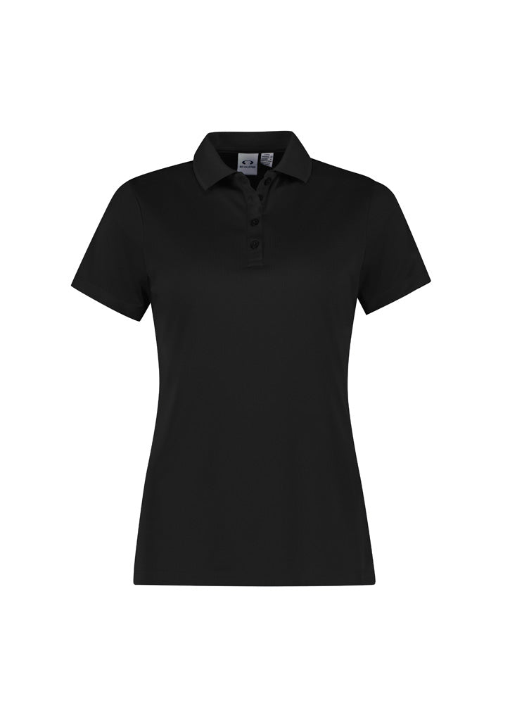 Womens Action Short Sleeve Polo - Black ||SRC=https://cdn.fashionbizapps.nz/honeybee/images/P206LS_Product_Black_01_9Pes0H8.jpg