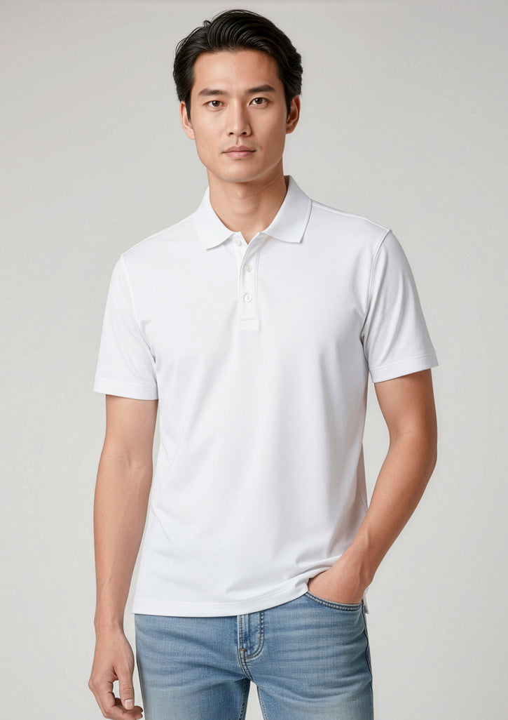 Mens Action Short Sleeve Polo ||SRC=https://cdn.fashionbizapps.nz/honeybee/images/P206MS_Talent_White_01.jpg