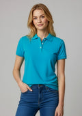 Womens Neon Short Sleeve Polo ||SRC=https://cdn.fashionbizapps.nz/honeybee/images/P2125_Talent_Cyan_01.jpg