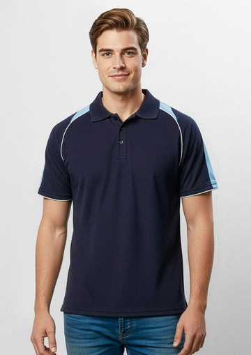 Mens Triton Short Sleeve Polo ||SRC=https://cdn.fashionbizapps.nz/honeybee/images/P225MS_Talent_Navy_SpringBlue_White_01_HidXnGG.jpg
