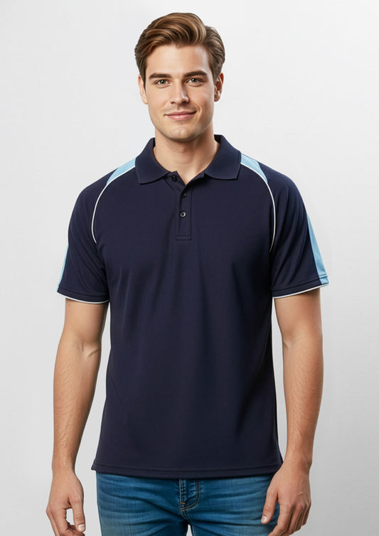 Mens Triton Short Sleeve Polo ||SRC=https://cdn.fashionbizapps.nz/honeybee/images/P225MS_Talent_Navy_SpringBlue_White_01_HidXnGG.jpg