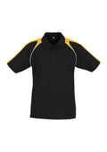 Mens Triton Short Sleeve Polo - Black/Gold/White ||SRC=https://cdn.fashionbizapps.nz/honeybee/images/P225MS_bProduct_Black_Gold_White_01_HC1CDVz.jpg