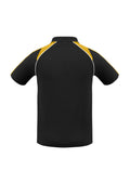Mens Triton Short Sleeve Polo - Black/Gold/White ||SRC=https://cdn.fashionbizapps.nz/honeybee/images/P225MS_bProduct_Black_Gold_White_02_9RYVHFV.jpg