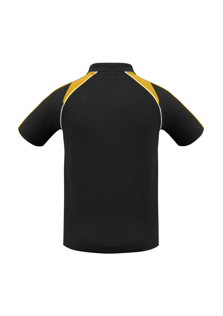 Mens Triton Short Sleeve Polo - Black/Gold/White ||SRC=https://cdn.fashionbizapps.nz/honeybee/images/P225MS_bProduct_Black_Gold_White_02_9RYVHFV.jpg