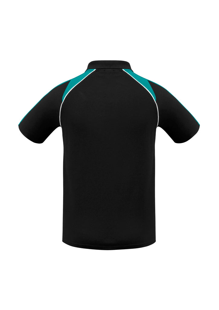Mens Triton Short Sleeve Polo - Black/Teal/White ||SRC=https://cdn.fashionbizapps.nz/honeybee/images/P225MS_bProduct_Black_Teal_White_02_Iku83Ih.jpg