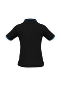 Womens Jet Short Sleeve Polo - Black/Cyan ||SRC=https://cdn.fashionbizapps.nz/honeybee/images/P226LS_bProduct_Black_Cyan_02_GPq5hIZ.jpg