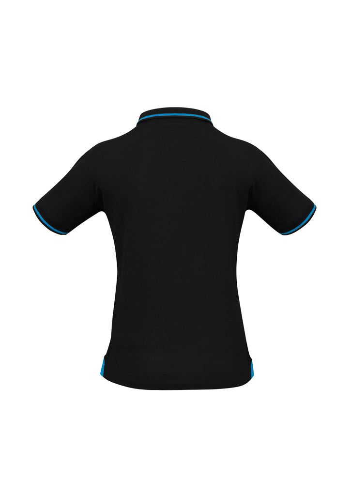 Womens Jet Short Sleeve Polo - Black/Cyan ||SRC=https://cdn.fashionbizapps.nz/honeybee/images/P226LS_bProduct_Black_Cyan_02_GPq5hIZ.jpg