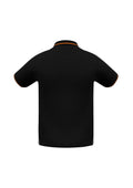 Mens Jet Short Sleeve Polo - Black/Orange ||SRC=https://cdn.fashionbizapps.nz/honeybee/images/P226MS_bProduct_Black_Orange_02_VaMoDgS.jpg