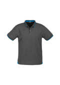 Mens Jet Short Sleeve Polo - Steel Grey/Cyan ||SRC=https://cdn.fashionbizapps.nz/honeybee/images/P226MS_bProduct_SteelGrey_Cyan_01_9f0AE79.jpg