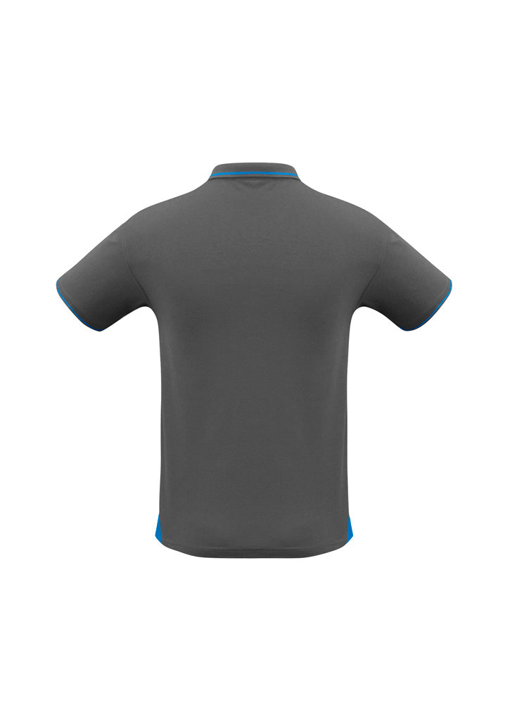 Mens Jet Short Sleeve Polo - Steel Grey/Cyan ||SRC=https://cdn.fashionbizapps.nz/honeybee/images/P226MS_bProduct_SteelGrey_Cyan_02_UqaOtFm.jpg