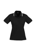 Womens Cambridge Short Sleeve Polo - Black/White/White ||SRC=https://cdn.fashionbizapps.nz/honeybee/images/P227LS_bProduct_Black_White_White_01_uAwiWKT.jpg