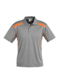 Mens United Short Sleeve Polo - Ash/Fluoro Orange ||SRC=https://cdn.fashionbizapps.nz/honeybee/images/P244MS_bProduct_Ash_FluoroOrange_01_G6IBz1A.jpg