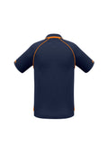 Mens Fusion Short Sleeve Polo - Navy/Fluoro Orange ||SRC=https://cdn.fashionbizapps.nz/honeybee/images/P29012_bProduct_Navy_FluoroOrange_02_zwX6mXb.jpg