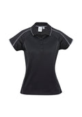 Womens Blade Short Sleeve Polo - Black/Silver Grey ||SRC=https://cdn.fashionbizapps.nz/honeybee/images/P303LS_bProduct_Black_SilverGrey_01_mlYknsG.jpg
