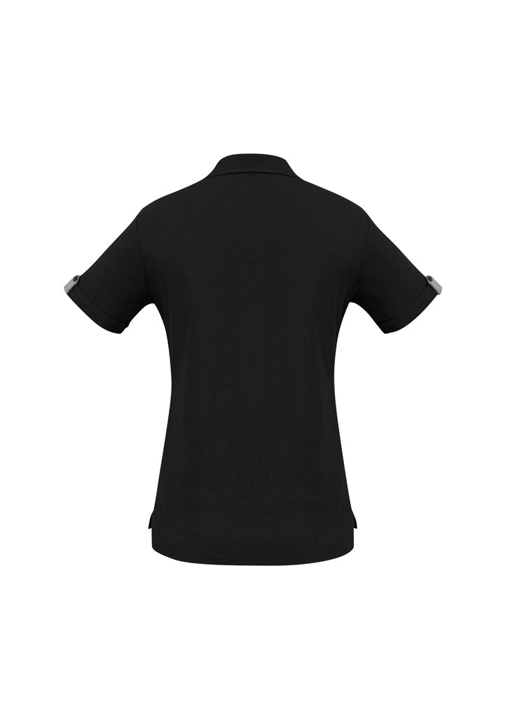 Womens Edge Short Sleeve Polo - Black/Check ||SRC=https://cdn.fashionbizapps.nz/honeybee/images/P305LS_bProduct_Black_Check_02_tJUT8Po.jpg