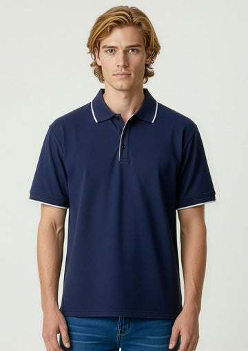 Mens Elite Short Sleeve Polo ||SRC=https://cdn.fashionbizapps.nz/honeybee/images/P3200_Talent_Navy_White_01_dUB2Fdu.jpg