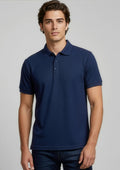 Mens Micro Waffle Short Sleeve Polo ||SRC=https://cdn.fashionbizapps.nz/honeybee/images/P3300_Talent_Navy_01_hHvp1F3.jpg