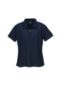 Womens Micro Waffle Short Sleeve Polo - Navy ||SRC=https://cdn.fashionbizapps.nz/honeybee/images/P3325_bProduct_Navy_01_lvGshEn.jpg