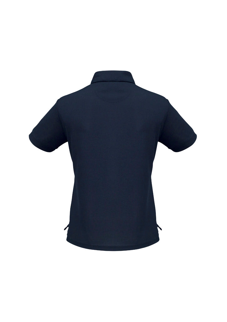 Womens Micro Waffle Short Sleeve Polo - Navy ||SRC=https://cdn.fashionbizapps.nz/honeybee/images/P3325_bProduct_Navy_02_BUL4Oid.jpg