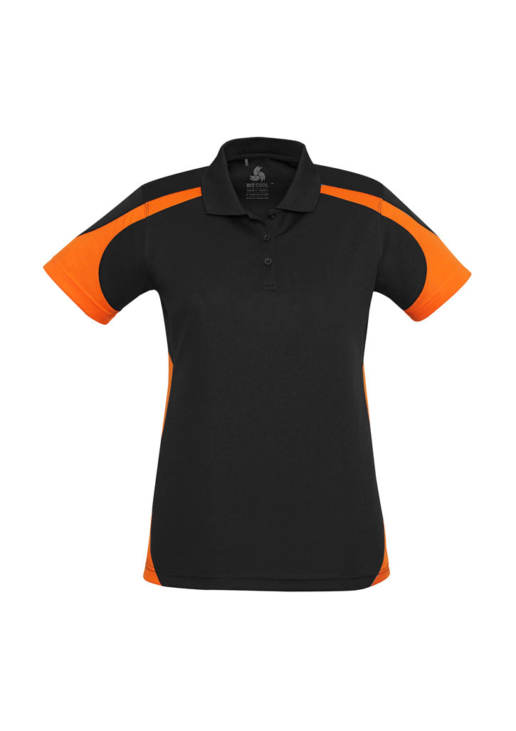 Womens Talon Short Sleeve Polo - Black/Orange ||SRC=https://cdn.fashionbizapps.nz/honeybee/images/P401LS_bProduct_Black_Orange_01_3j3jcxj.jpg