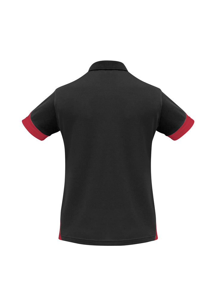 Womens Talon Short Sleeve Polo - Black/Red ||SRC=https://cdn.fashionbizapps.nz/honeybee/images/P401LS_bProduct_Black_Red_02_EKC8MpS.jpg