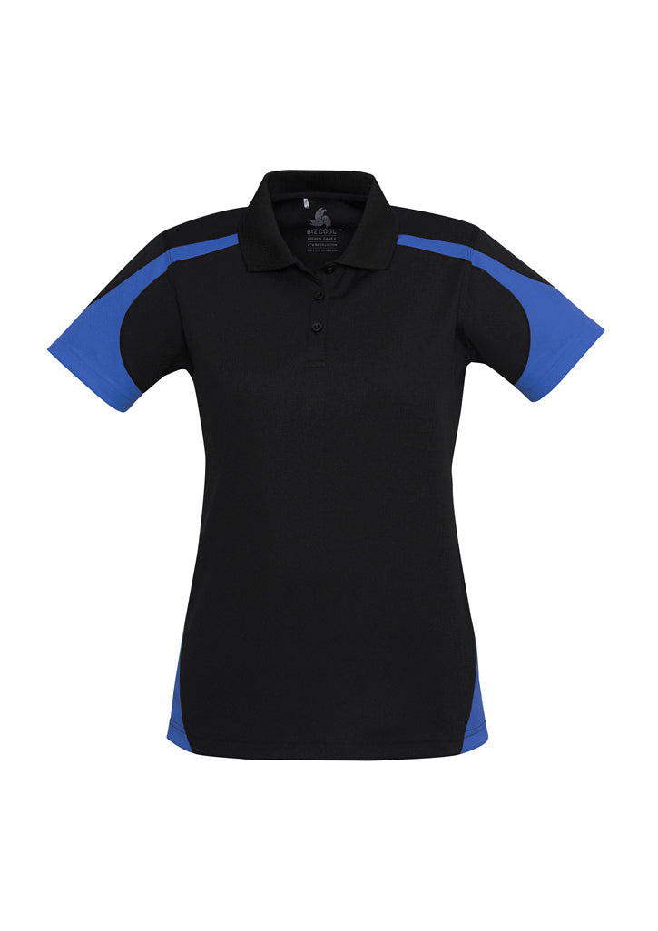 Womens Talon Short Sleeve Polo - Black/Royal ||SRC=https://cdn.fashionbizapps.nz/honeybee/images/P401LS_bProduct_Black_Royal_01_L7Ooopt.jpg