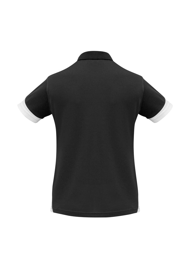 Womens Talon Short Sleeve Polo - Black/White ||SRC=https://cdn.fashionbizapps.nz/honeybee/images/P401LS_bProduct_Black_White_02_GuAnK7H.jpg