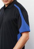 Mens Talon Short Sleeve Polo ||SRC=https://cdn.fashionbizapps.nz/honeybee/images/P401MS_Talent_Black_Royal_03.jpg