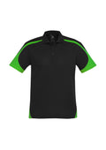 Mens Talon Short Sleeve Polo - Black/Green ||SRC=https://cdn.fashionbizapps.nz/honeybee/images/P401MS_bProduct_Black_Green_01_CUWjRfb.jpg