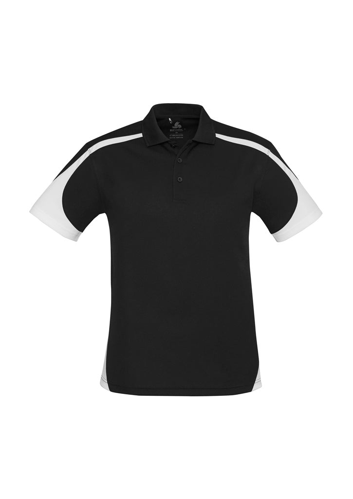 Mens Talon Short Sleeve Polo - Black/White ||SRC=https://cdn.fashionbizapps.nz/honeybee/images/P401MS_bProduct_Black_White_01_JNaoSHb.jpg