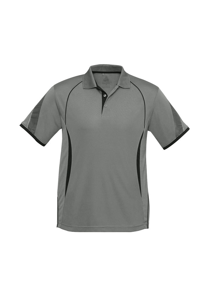 Kids Razor Short Sleeve Polo - Ash/Black ||SRC=https://cdn.fashionbizapps.nz/honeybee/images/P405KS_bProduct_Ash_Black_01_cysrQE9.jpg