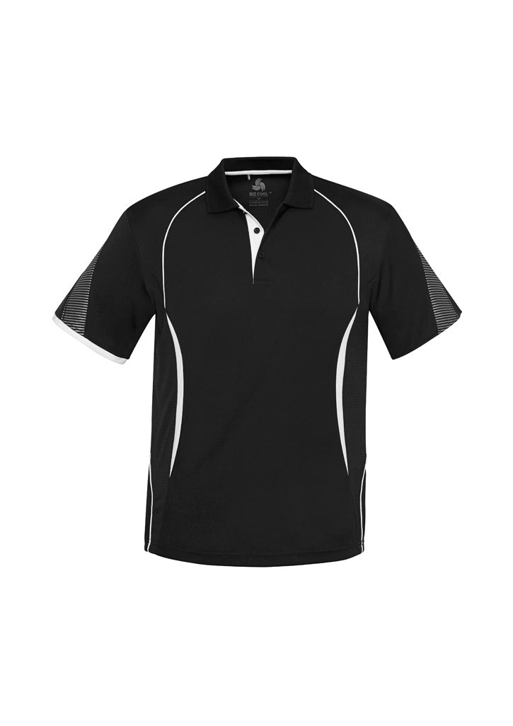 Kids Razor Short Sleeve Polo - Black/White ||SRC=https://cdn.fashionbizapps.nz/honeybee/images/P405KS_bProduct_Black_White_01_RnqJKi9.jpg