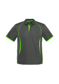Kids Razor Short Sleeve Polo - Grey/Fluoro Lime ||SRC=https://cdn.fashionbizapps.nz/honeybee/images/P405KS_bProduct_Grey_FluoroLime_01_X8LPox1.jpg