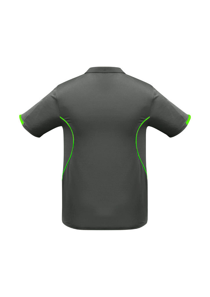 Kids Razor Short Sleeve Polo - Grey/Fluoro Lime ||SRC=https://cdn.fashionbizapps.nz/honeybee/images/P405KS_bProduct_Grey_FluoroLime_02_hZary52.jpg