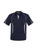 Kids Razor Short Sleeve Polo - Navy/White ||SRC=https://cdn.fashionbizapps.nz/honeybee/images/P405KS_bProduct_Navy_White_01_RlFsuzH.jpg